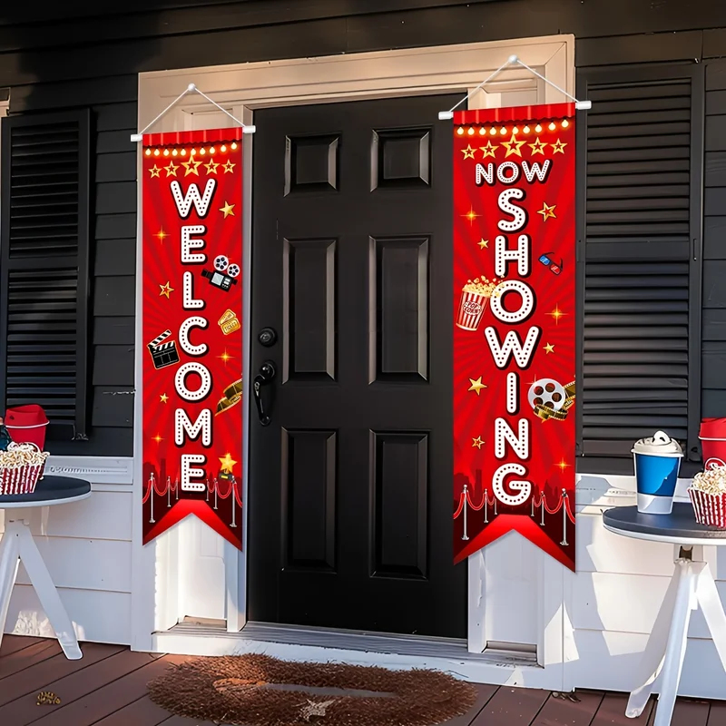 Home Cinema Events - 1 para, płaski, neonowy czerwony baner