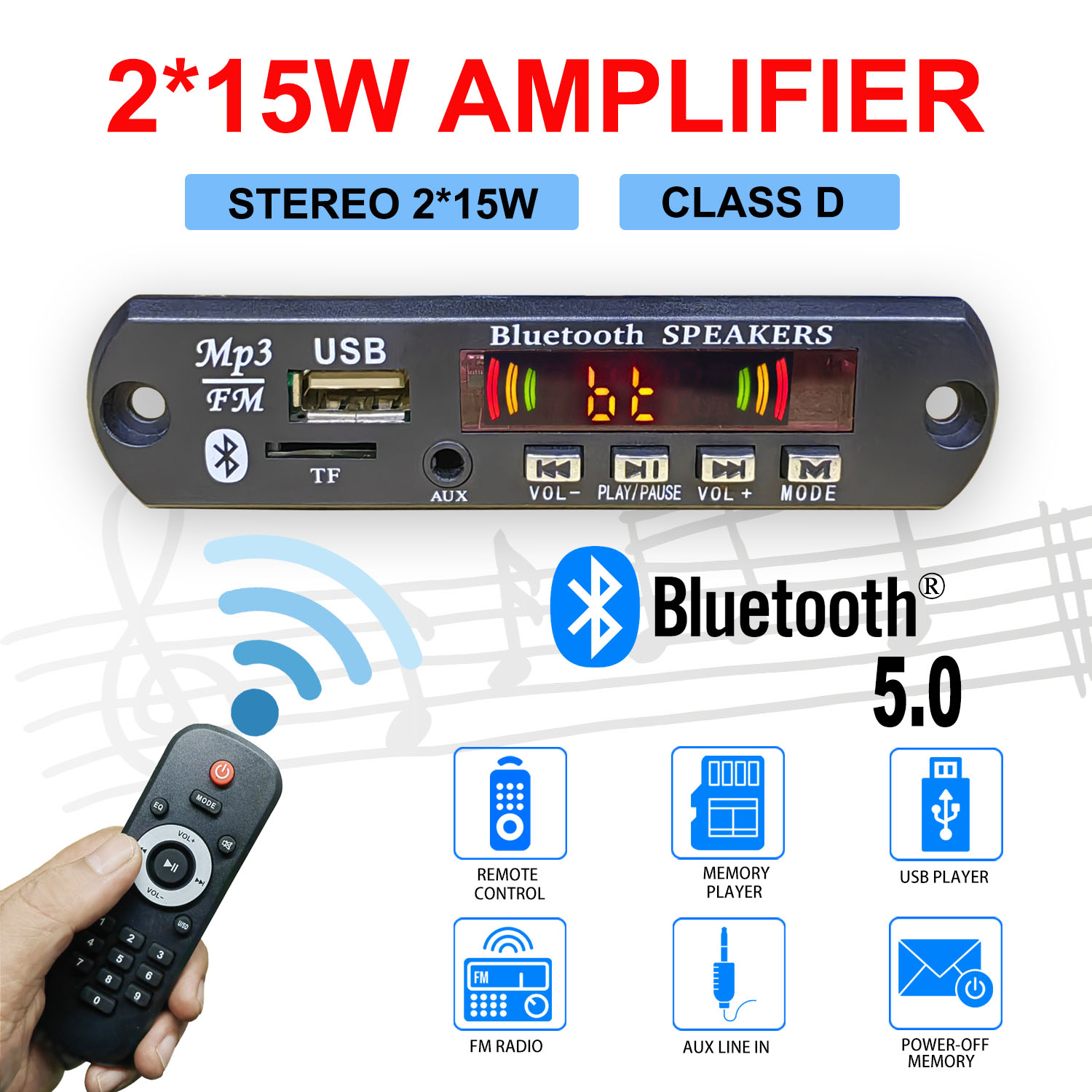 Surround Sound Decoder - DC 5V-32V 30W Bluetooth5.0 Wzmacniacz Dekoder