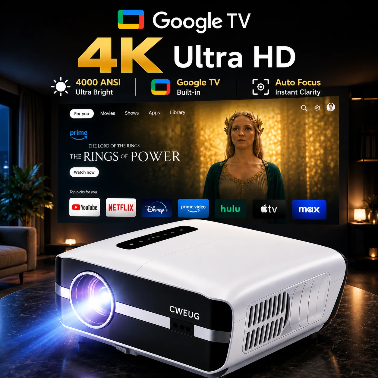 Home Cinema Focal - Projektor NewA9S 4k z automatycznym ustawianiem