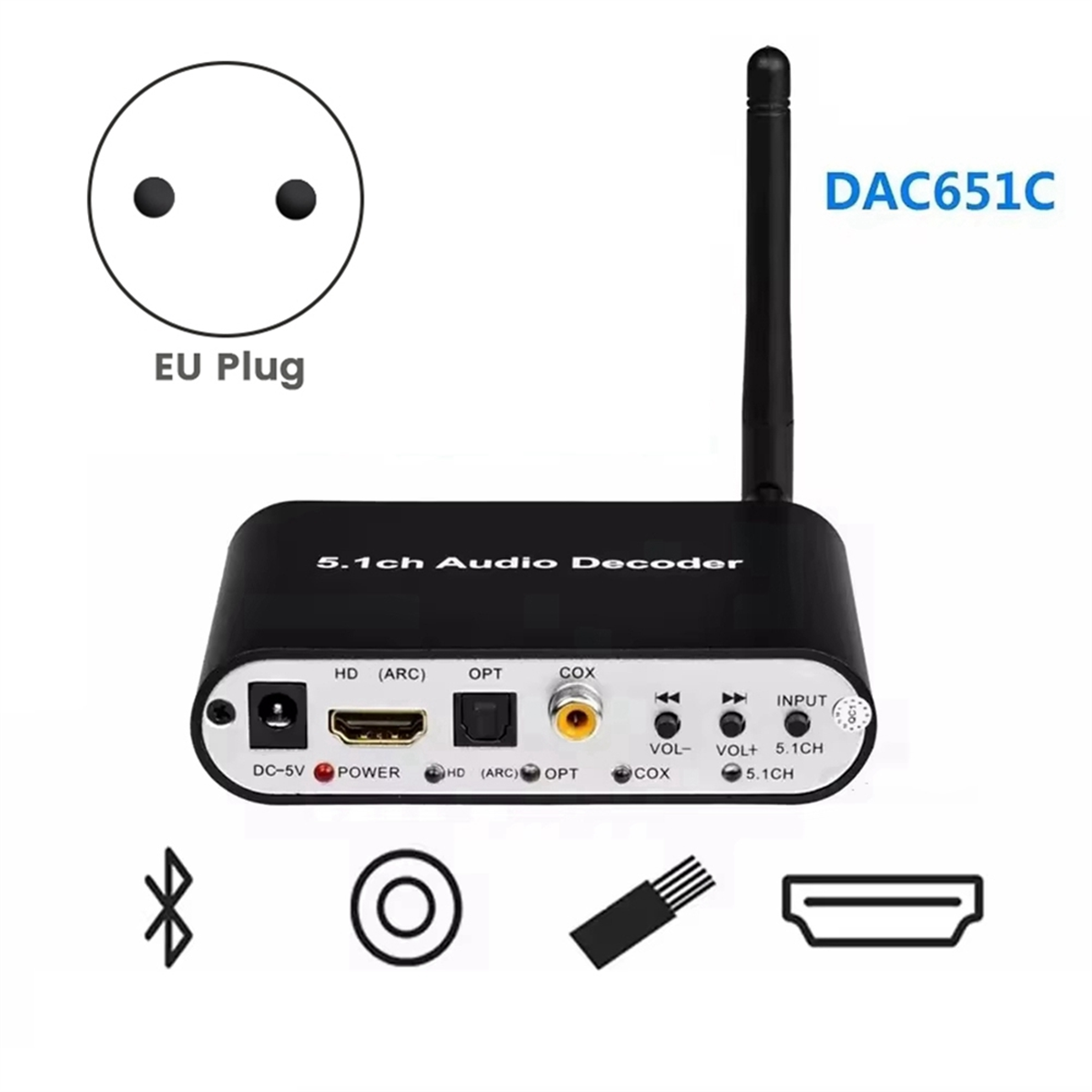 AU47-DAC651C Dekoder audio 5.1 – Surround Sound Decoder recenzja i cena